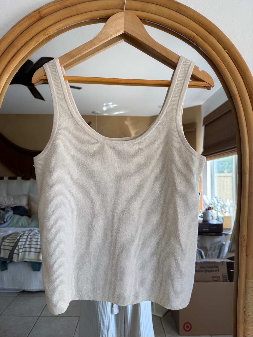 a new day Ivory Ribbed Scoop Neck Tank Top
